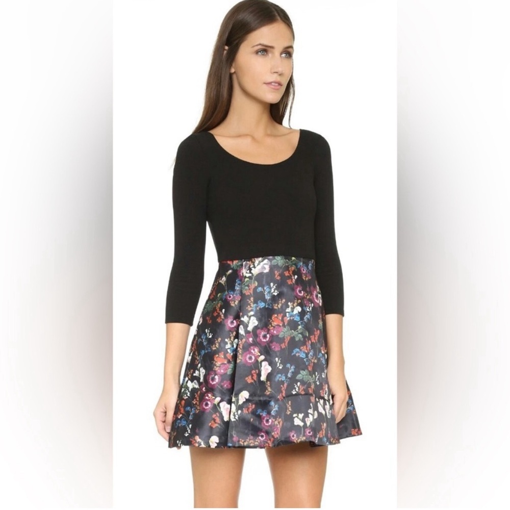 Alice + Olivia Black and Floral Mini Dress